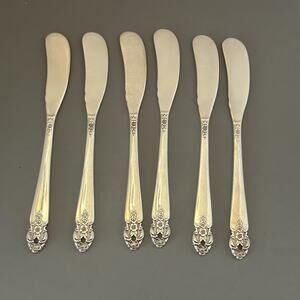 6 Oneida Distinction Butter Spreader Flat Handle Prestige Silver Plate Vintage
